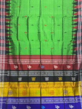 Exquisite Berhampur Silk Saree Intricately Woven Fish Buta Phoda Kumbha Border with Double pallu