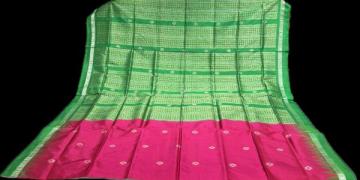 Intricately woven firbi design Bomkai silk saree with blouse piece