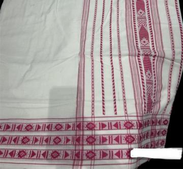 White and pink combination beautiful half body cotton Habaspuri saree