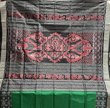 Green and black combination beautiful pasapalli border Sambalpuri Silk Saree with blouse piece