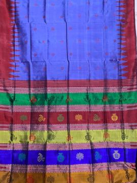 Big Butas body with beautiful traditional motifs double Aanchal Berhampuri silk saree with blouse