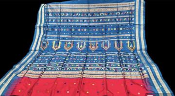 Rani pink and blue combination Dolabedi Sambalpuri Silk saree with blouse piece