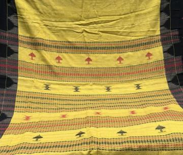 Organic dyed fish and tree motifs cotton Tussar mix Kotpad saree