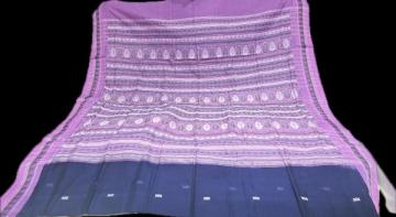 Beautiful blue and pink combination cotton Dongria saree with blouse piece