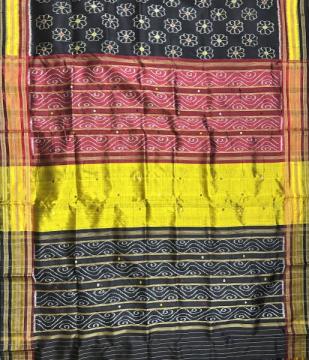 Beautiful flower motifs body kathiphera Khandua silk saree with blouse piece