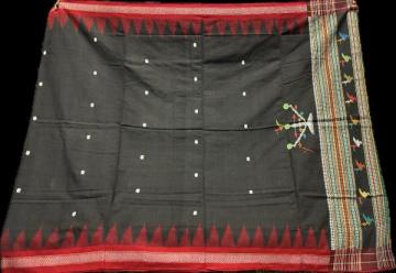 Exquisite bird motifs thick cotton Ganjam Bomkai Saree with Blouse piece