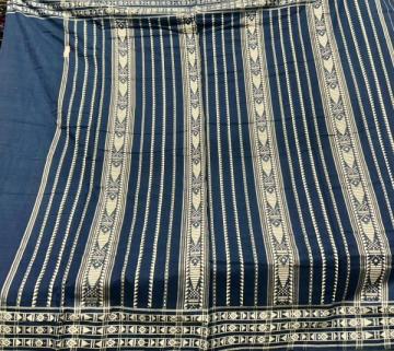 Natural dyed indigo color half body cotton Habaspuri saree with blouse piece