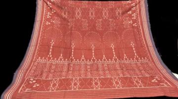 Manabasa Gurubaar Laxmi Pooja Jhoti Chitta motifs Natural dyed Cotton Ikat saree with blouse piece