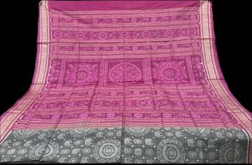 Beautiful flower and elephant motifs Ikat silk saree with blouse piece