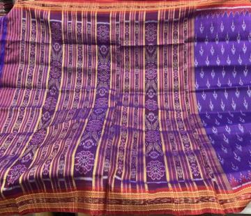 Beautiful all over Ikat work traditional Khandua silk saree without blouse piece