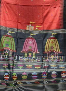 Ratha Yatra theme Gopalpur Tussar silk saree with blouse piece