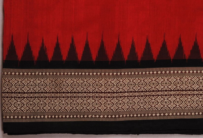 orissa  handloom traditional Maroon Body- bomkai and ikat work designer saree