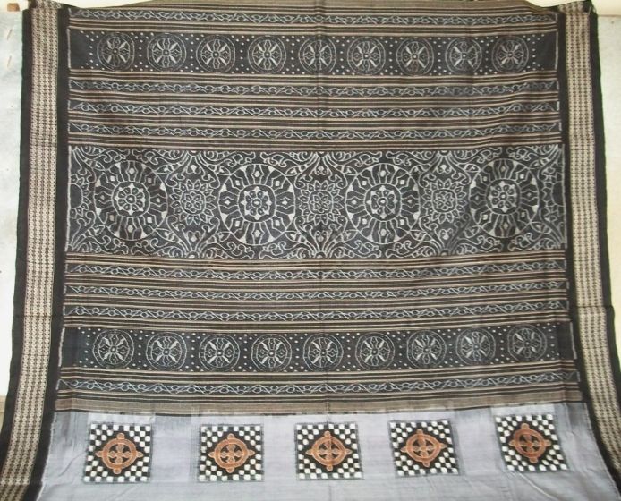 Odisha Handloom traditional Wheel motif Ikat Saree Sari