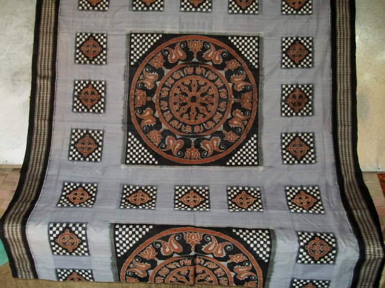 Odisha Handloom traditional Wheel motif Ikat Saree Sari