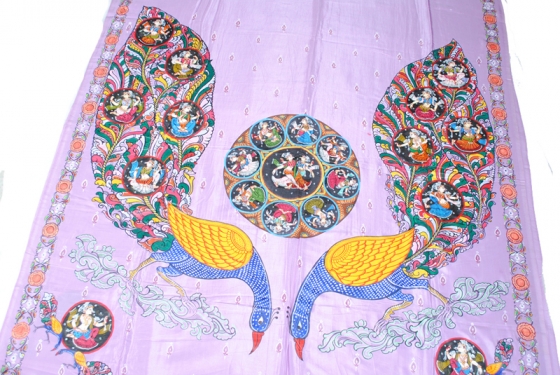 Ganjapa over peacock design Khadi Silk Saree