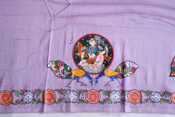 Ganjapa over peacock design Khadi Silk Saree