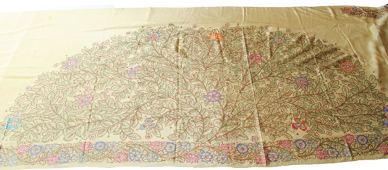 Kalamkari Peacock Design with Flower Leaf Patli Saree