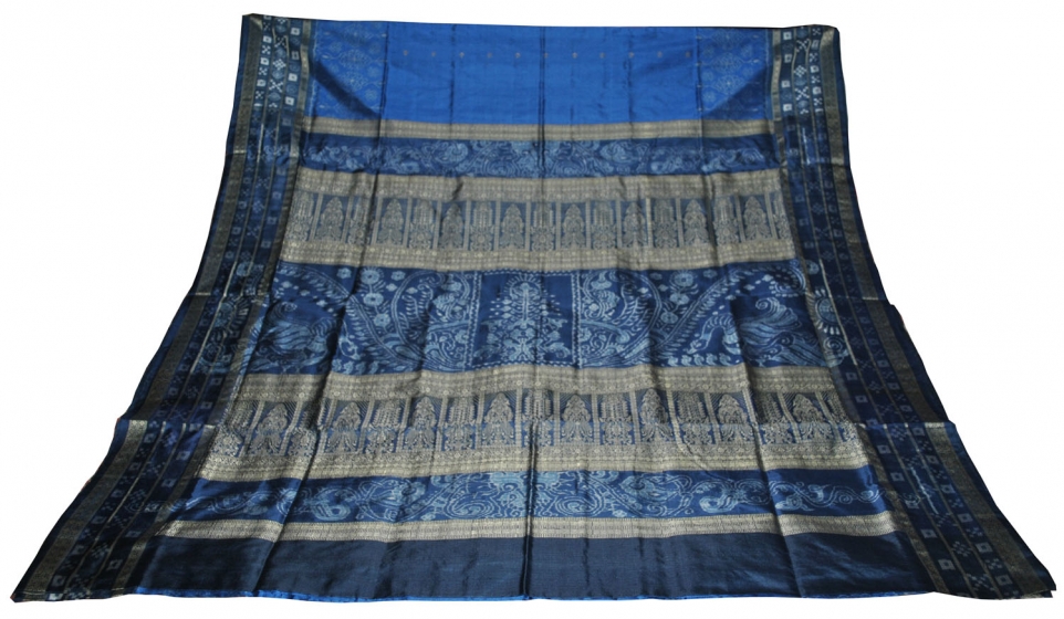 Peacock Design Aanchal Pasapalli Border Ikat Bomaki Saree