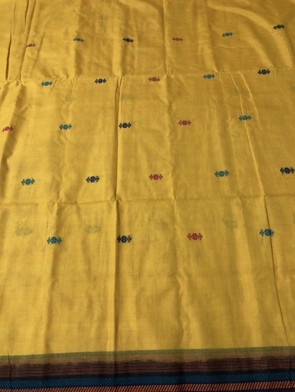 Yellow and Black Dongria Cotton Saree without Blouse Piece