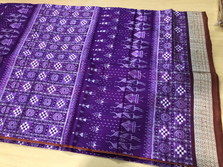 Ikat Tribal Motif Pasapalli Silk Saree with Blouse Piece