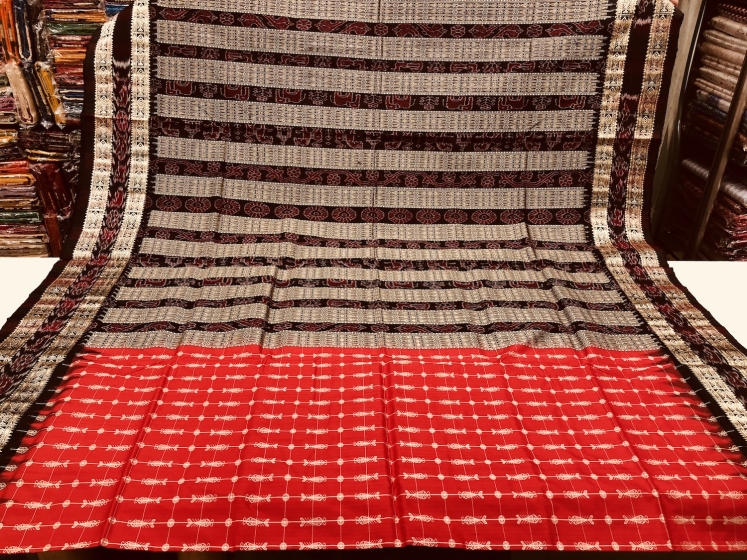 Fish Motifs Border and Butis With Traditional Motifs Aanchal Silk Saree with Blouse Piece