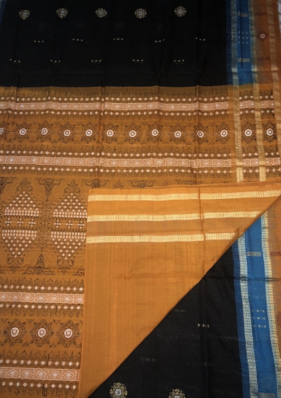 Double Border Cotton Bomkai Saree with Blouse Piece