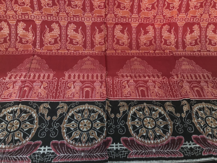 Exclusively Woven Master Weaver s Temple Theme Cotton Saree with Blouse Piece