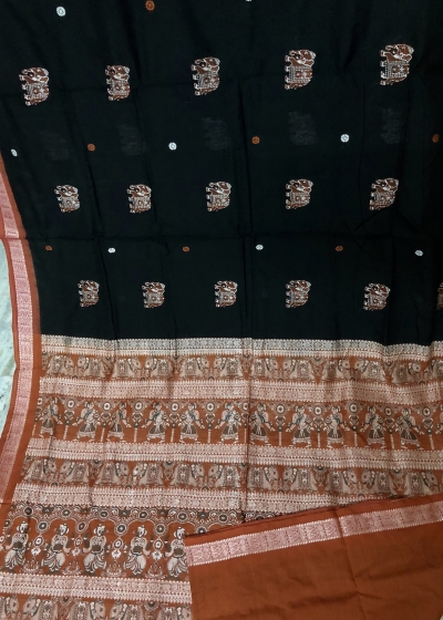 Exquisite Intricately Woven Master weaver s Cotton Bomkai Saree with Blouse Piece