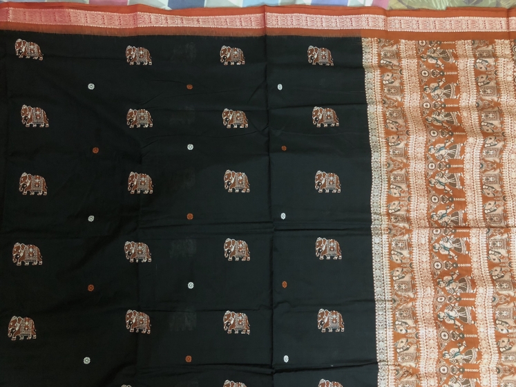 Exquisite Intricately Woven Master weaver s Cotton Bomkai Saree with Blouse Piece