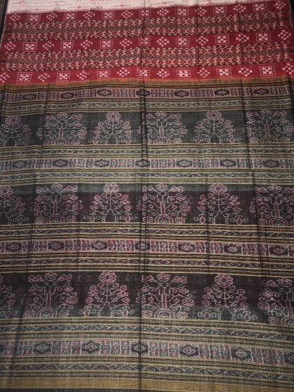 Multicolour Pasapalli and traditional Motifs Ikat Cotton Saree with Blouse Piece