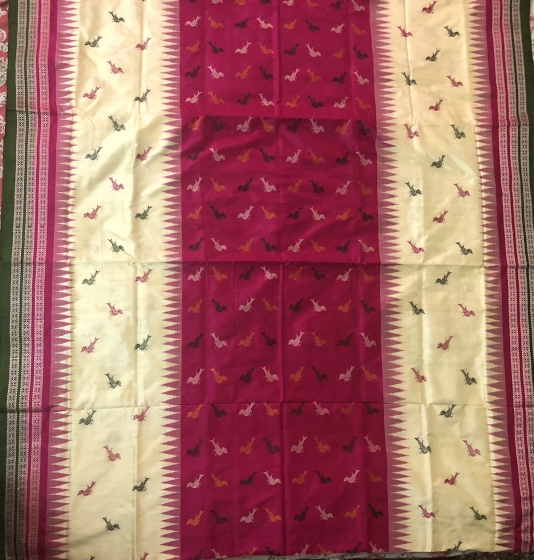 Exclusively Woven Bird Motifs Bomkai Silk Saree with Blouse pIece