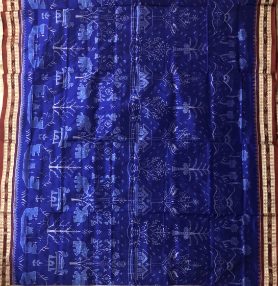 Master Weaver S Scenic Beauty Theme Ikat Silk Saree with Blouse Piece