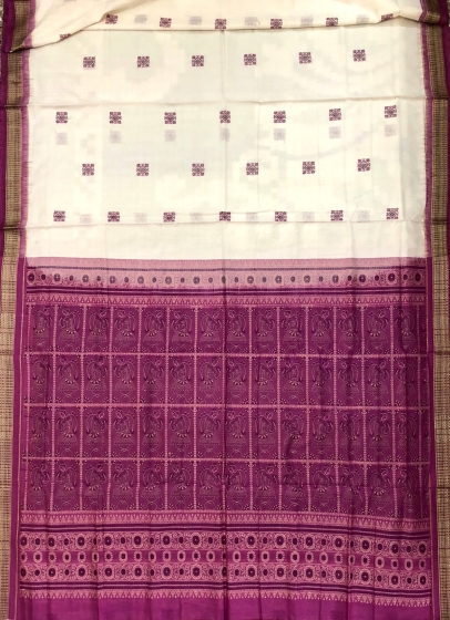 Dancing Dolls Motifs Cotton Bomkai Saree with Blouse Piece