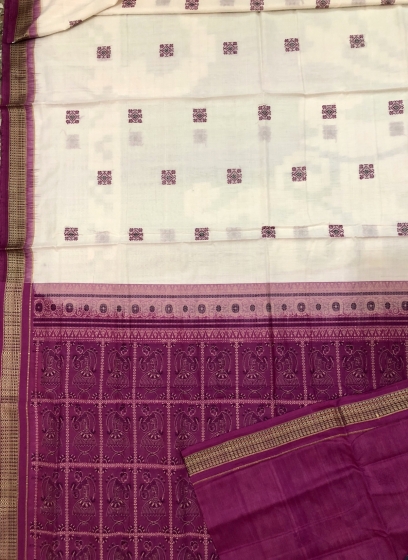 Dancing Dolls Motifs Cotton Bomkai Saree with Blouse Piece