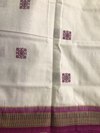 Dancing Dolls Motifs Cotton Bomkai Saree with Blouse Piece