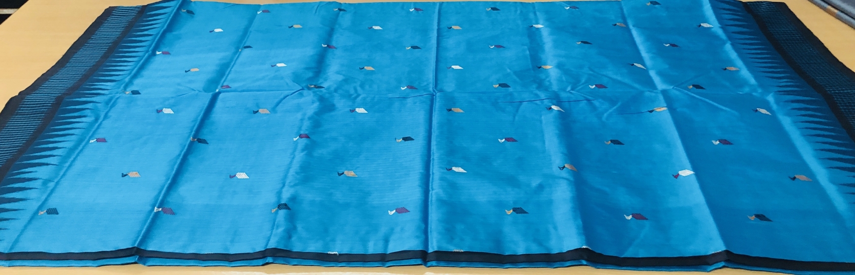 Beautiful Bird motifs body with checks border Bomkai Silk Saree with Blouse pIece