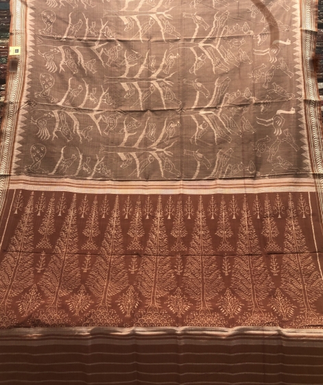 Master weaver s Creation Natural Dyed Light weight Ikat Silk Saree with Blouse Piece