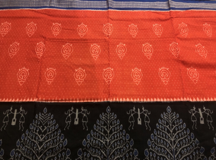 Beautiful color combinations intricately woven Cotton Ikat Saree with Blouse Piece