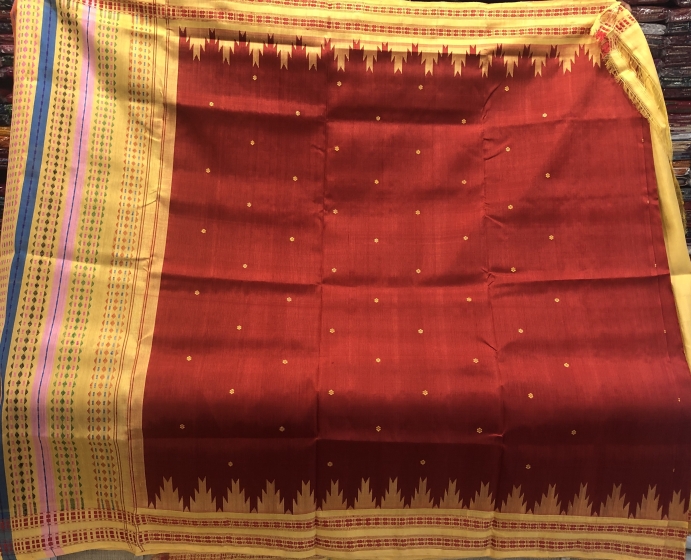 Exclusively Woven Double Aanchal Phoda kumbha Border Berhampuri Silk ...