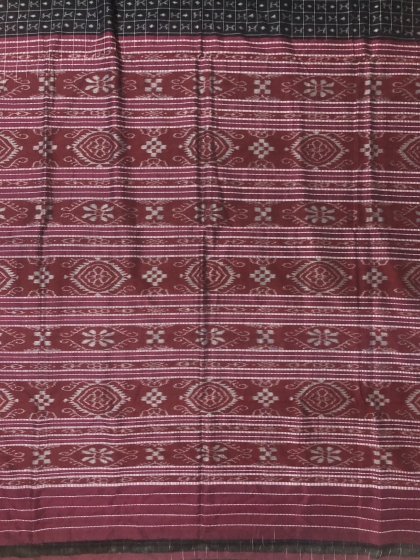 Pasapalli Border Traditional Aanchal Body Checks Cotton Ikat Saree without Blouse Piece