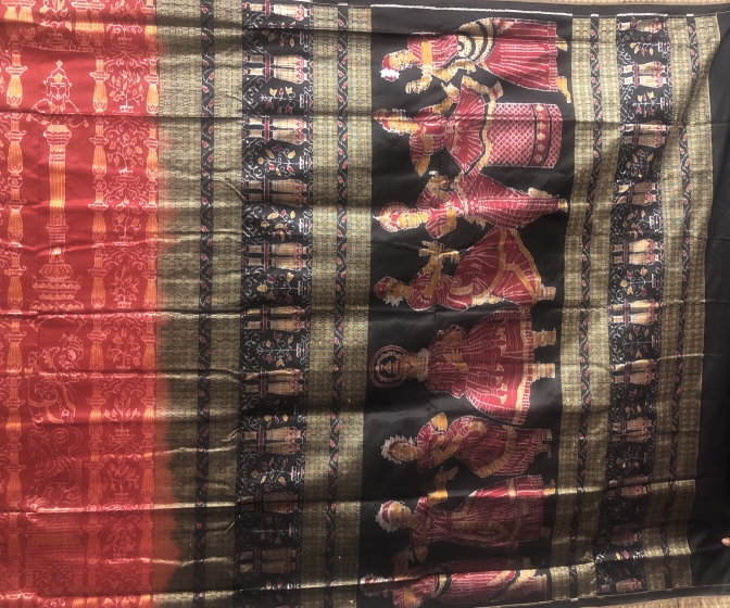 Master Weaver s Indian Classical dance poses with mudras Mandiramalini ikat silk saree with blouse