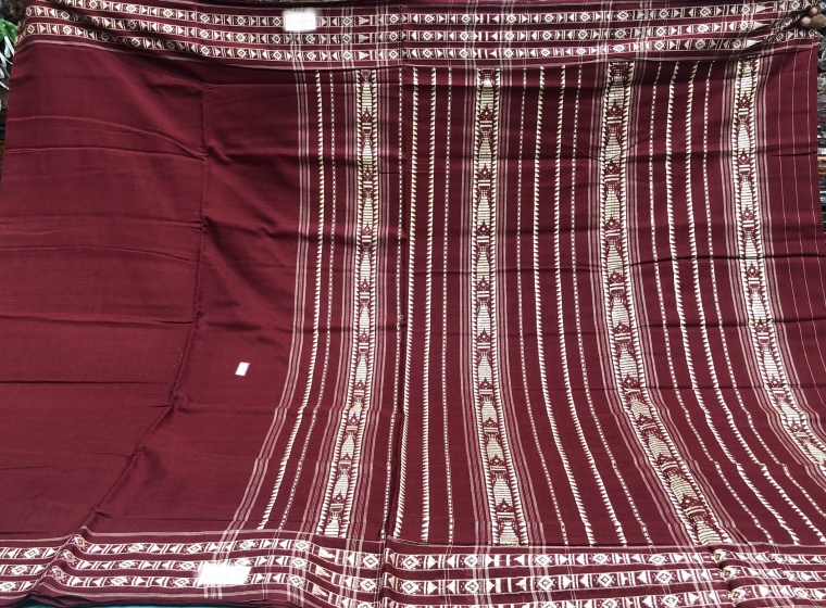 Maroon Habashpuri Cotton Saree with Blouse piece