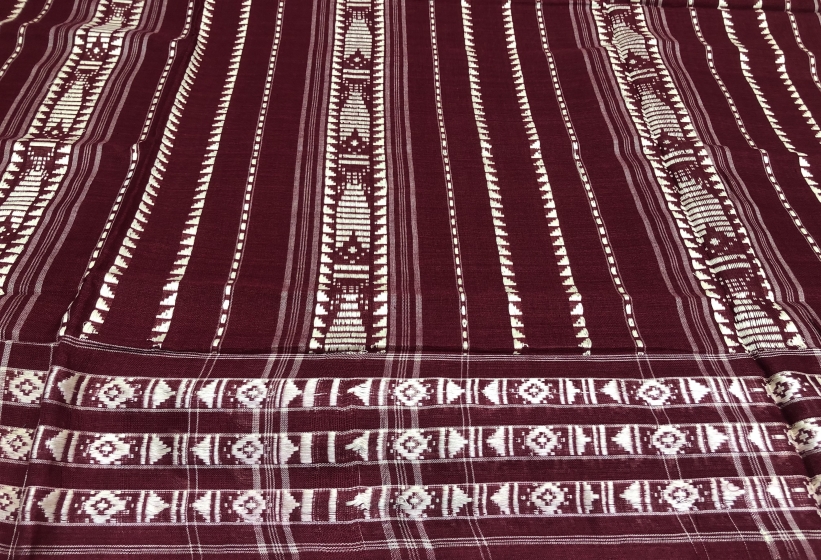 Maroon Habashpuri Cotton Saree with Blouse piece