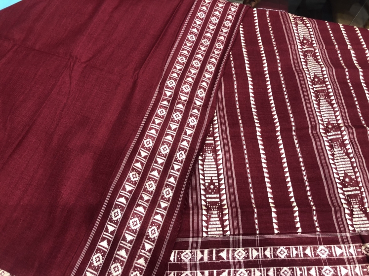 Maroon Habashpuri Cotton Saree with Blouse piece