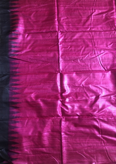 Magenta and black combination Gopalpur Tasar Ikat Saree with Blouse Piece