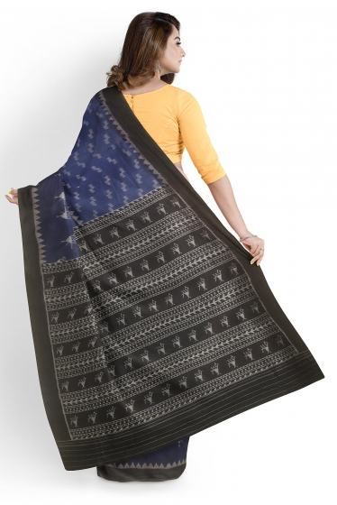 Tribal Motifs All over Ikat work Nuapatana Cotton Saree without Blouse Piece