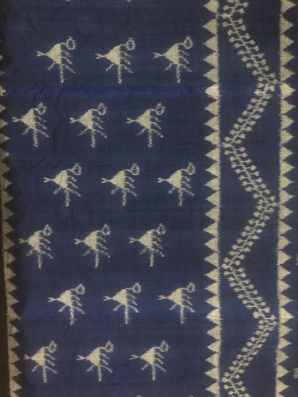 Tribal Motifs All over Ikat work Nuapatana Cotton Saree without Blouse Piece