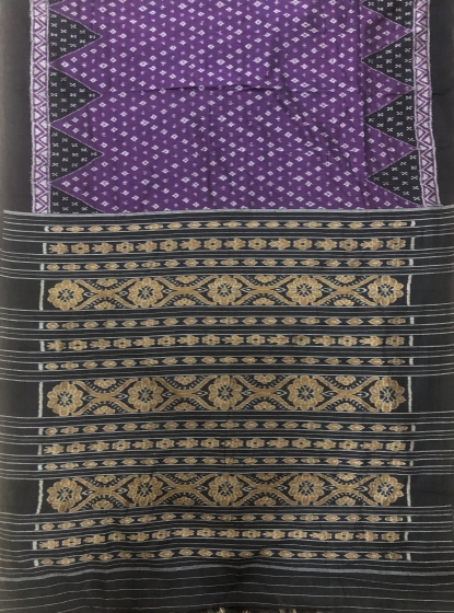 Traditional Aanchal all over Ikat work Nuapatana Cotton Saree without blouse piece