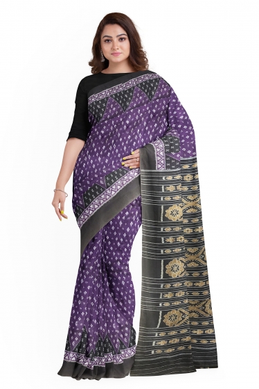 Traditional Aanchal all over Ikat work Nuapatana Cotton Saree without blouse piece