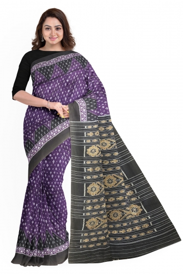 Traditional Aanchal all over Ikat work Nuapatana Cotton Saree without blouse piece